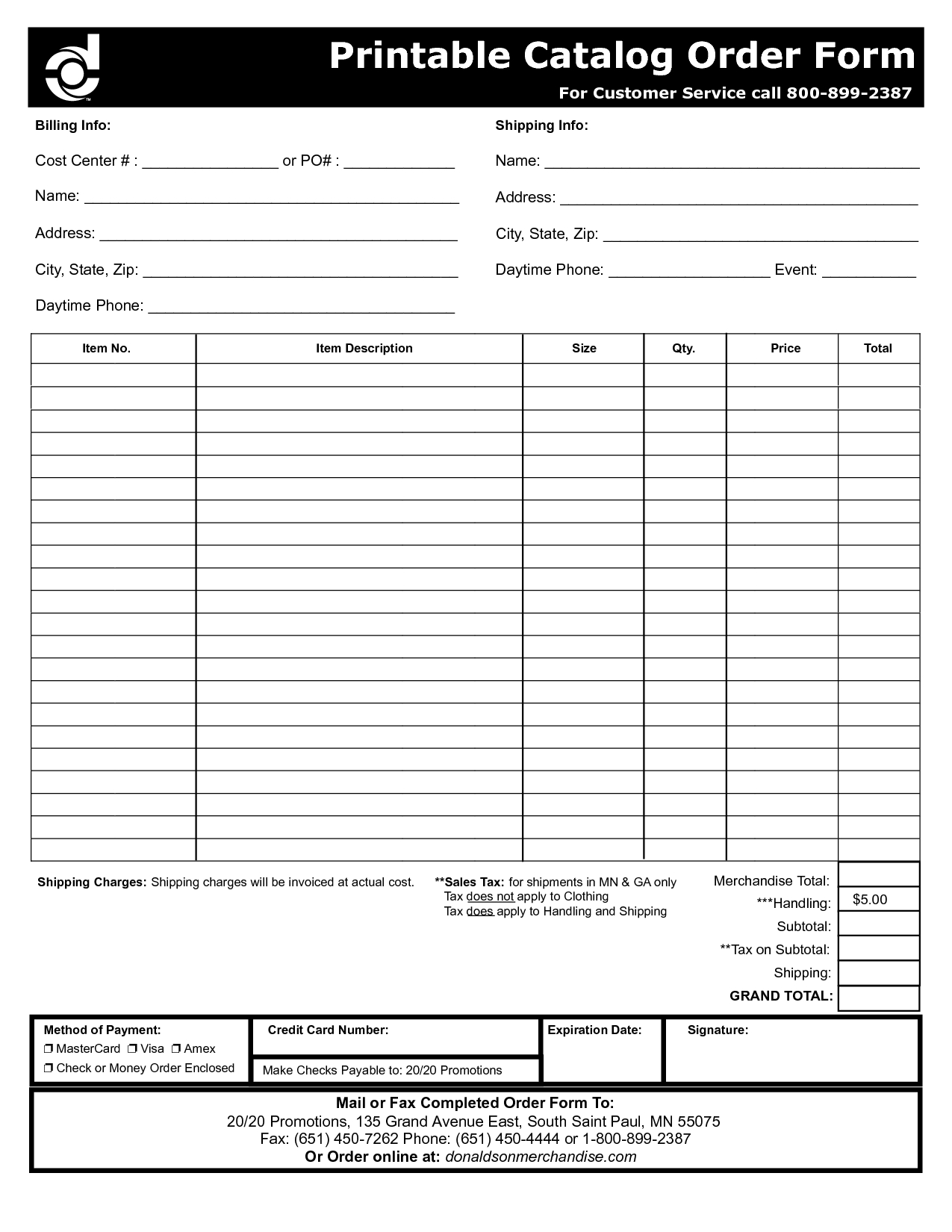 Free Order Forms | Printable Catalog Order Form | Projects Intended For Order Form With Credit Card Template