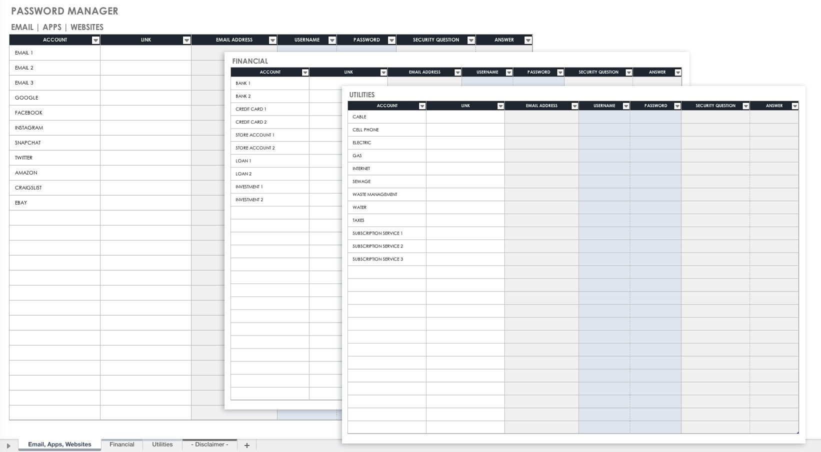 Free Password Templates And Spreadsheets | Smartsheet With Regarding Cheat Sheet Template Word