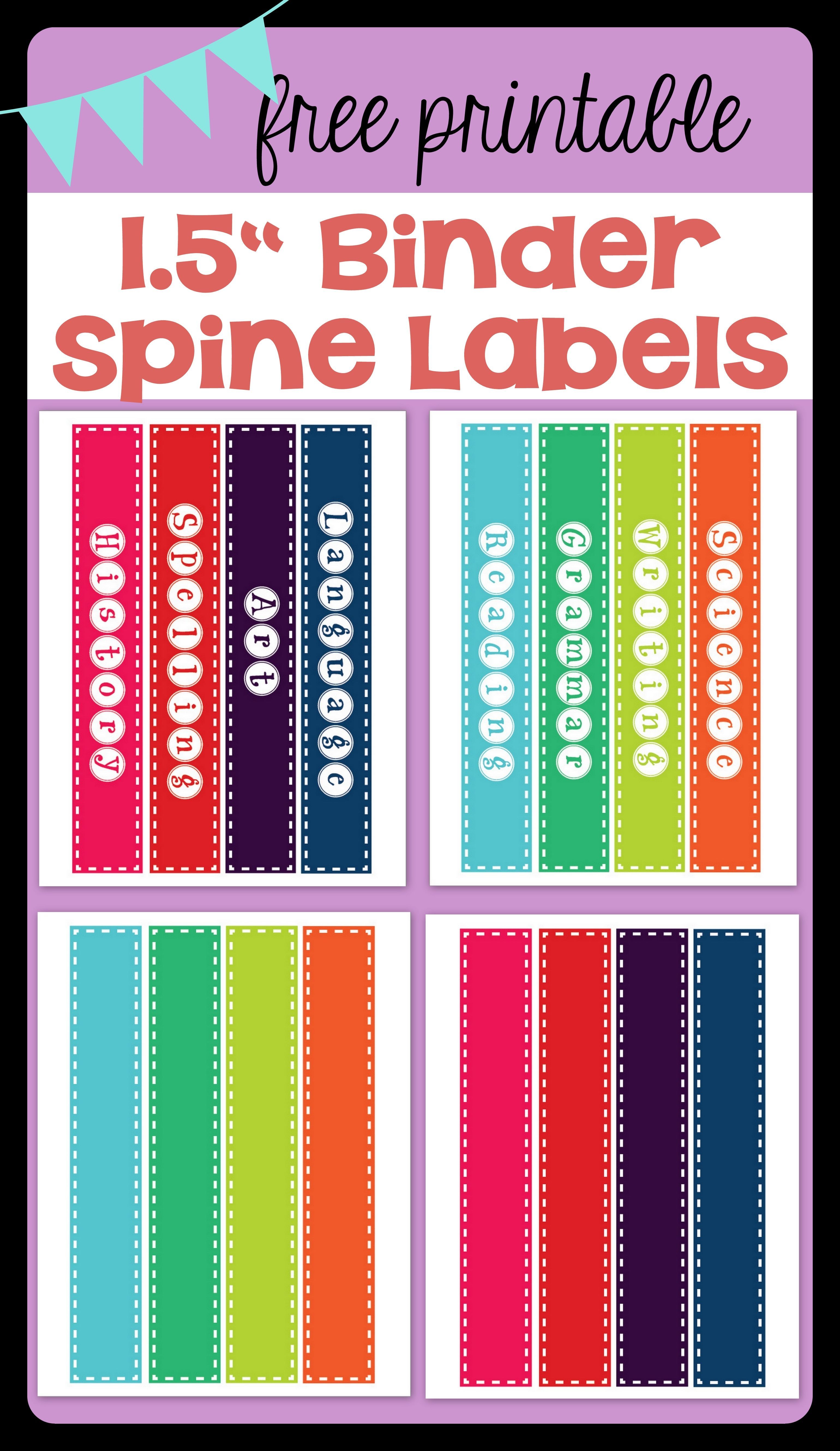 Free Printable 1.5" Binder Spine Labels For Basic School Throughout Binder Spine Template Word