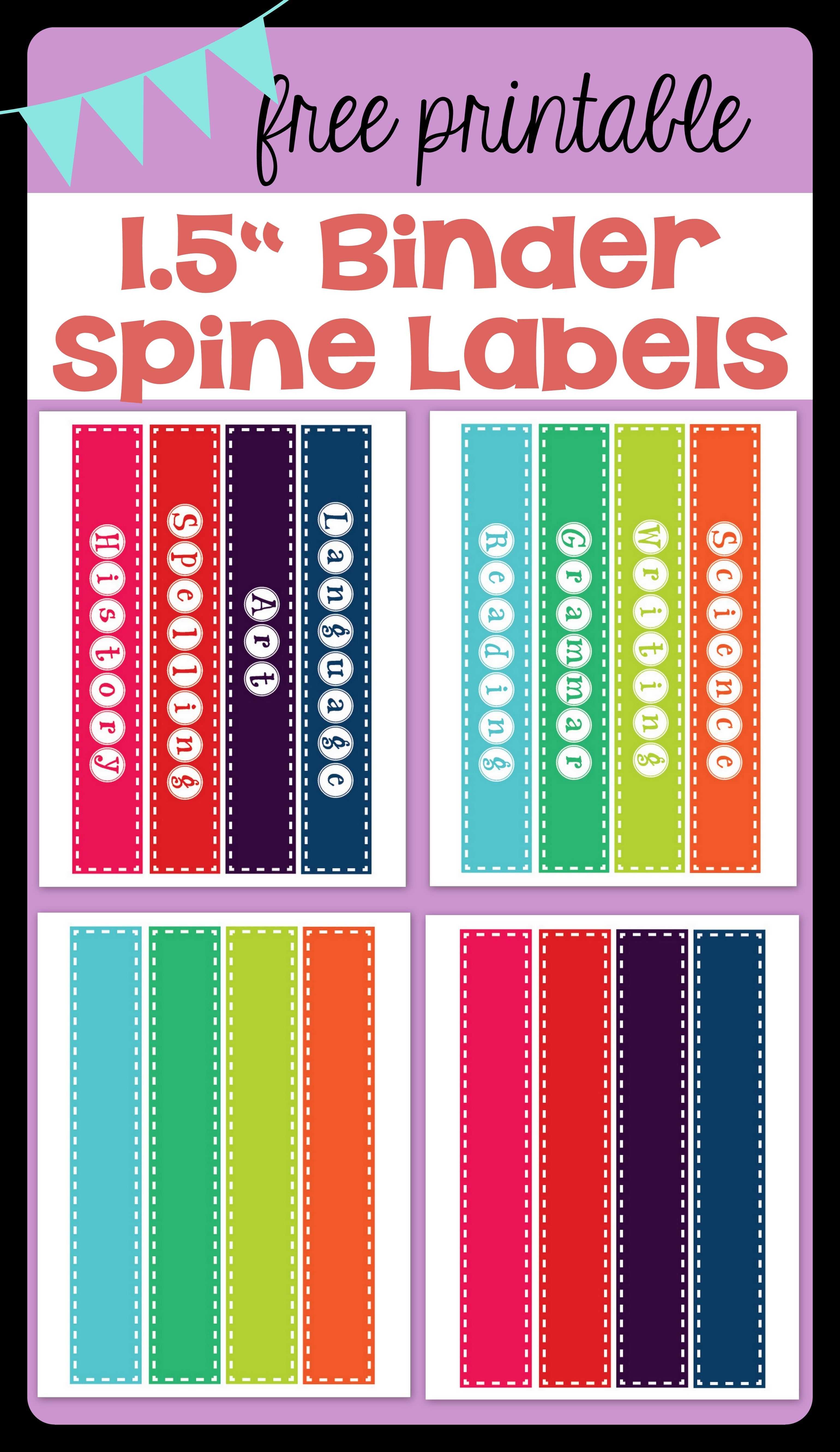 Free Printable 1.5" Binder Spine Labels For Basic School Throughout Binder Spine Template Word