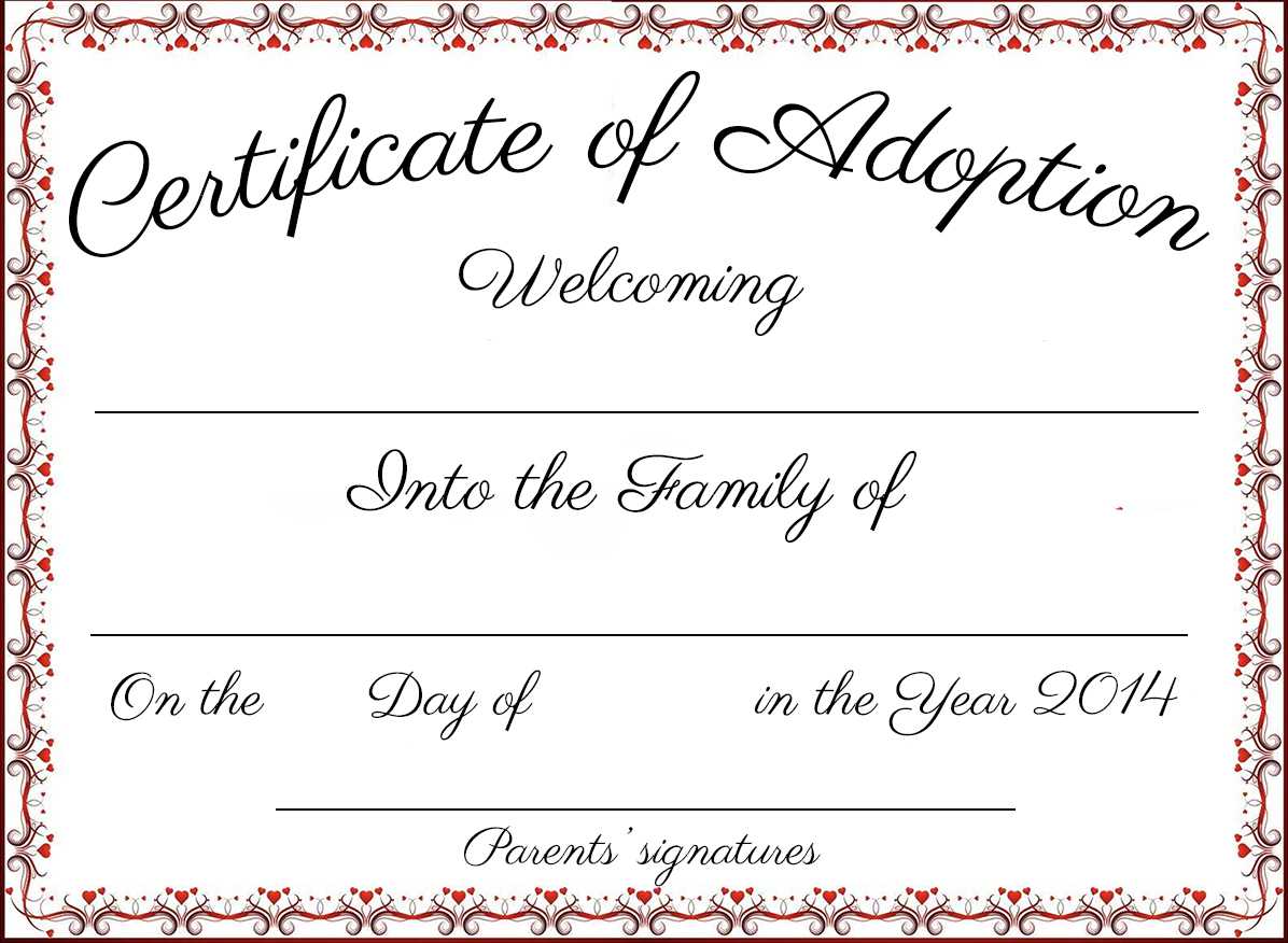 Free Printable Adoption Certificate | Mult Igry Regarding Blank Adoption Certificate Template