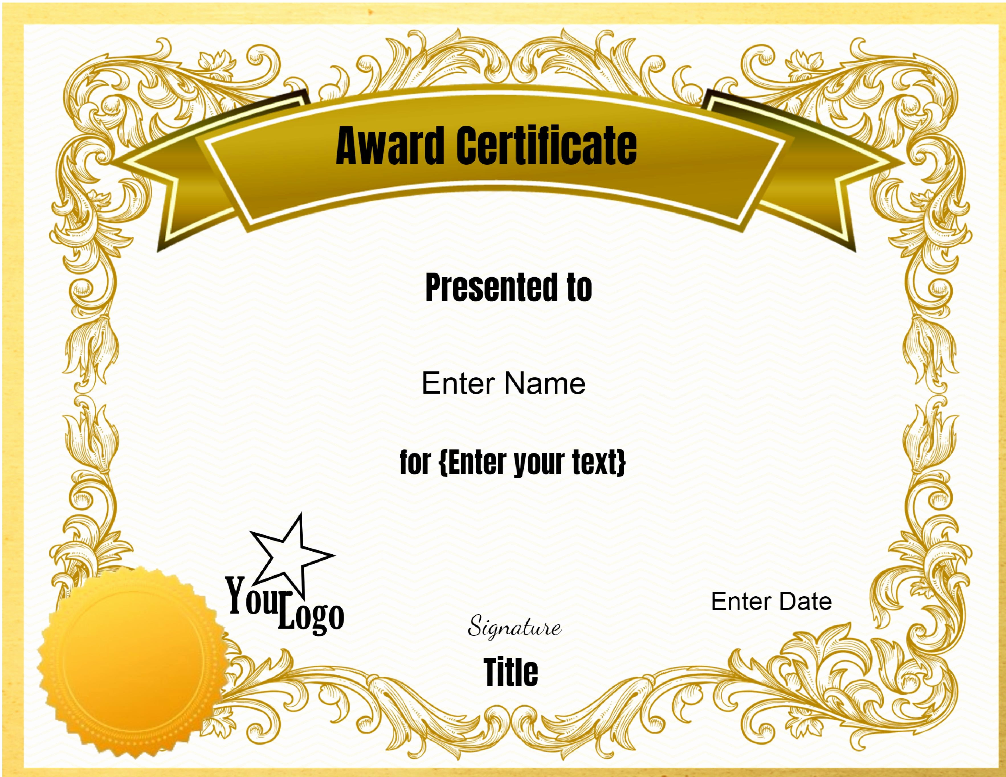 Free Printable Blank Award Certificate Templates Template With Free Printable Blank Award Certificate Templates
