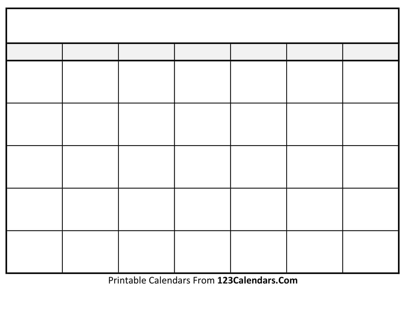 Free Printable Blank Calendar | 123Calendars Blank Calendar Within Blank Calender Template