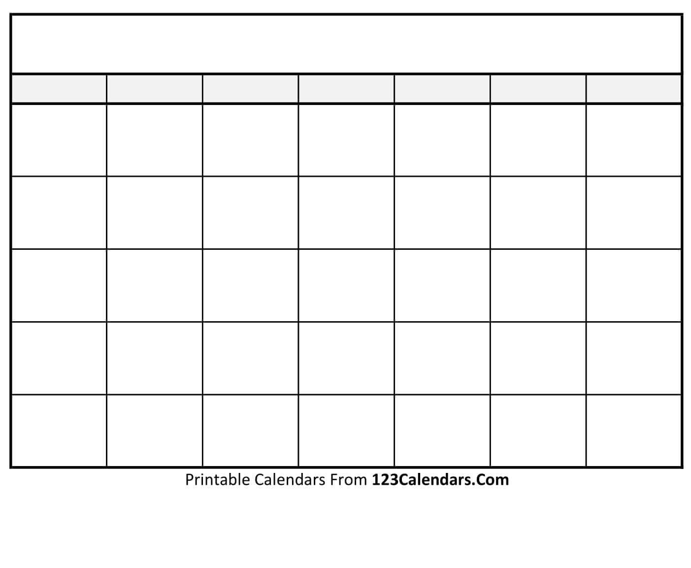 Free Printable Blank Calendar | 123Calendars Blank Calendar Within Blank Calender Template