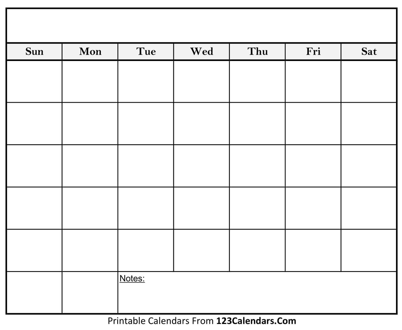 Free Printable Blank Calendar | 123Calendars Intended For Blank Calander Template