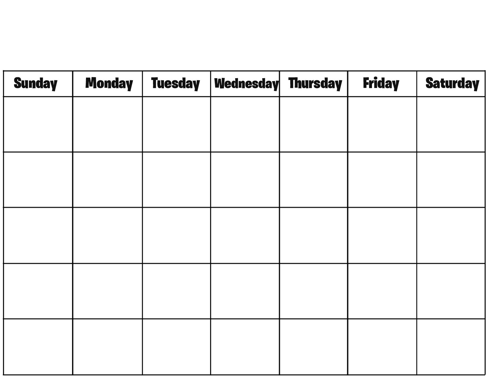 Free Printable Blank Calendar Pages Printable Calendar Inside Full Page Blank Calendar Template