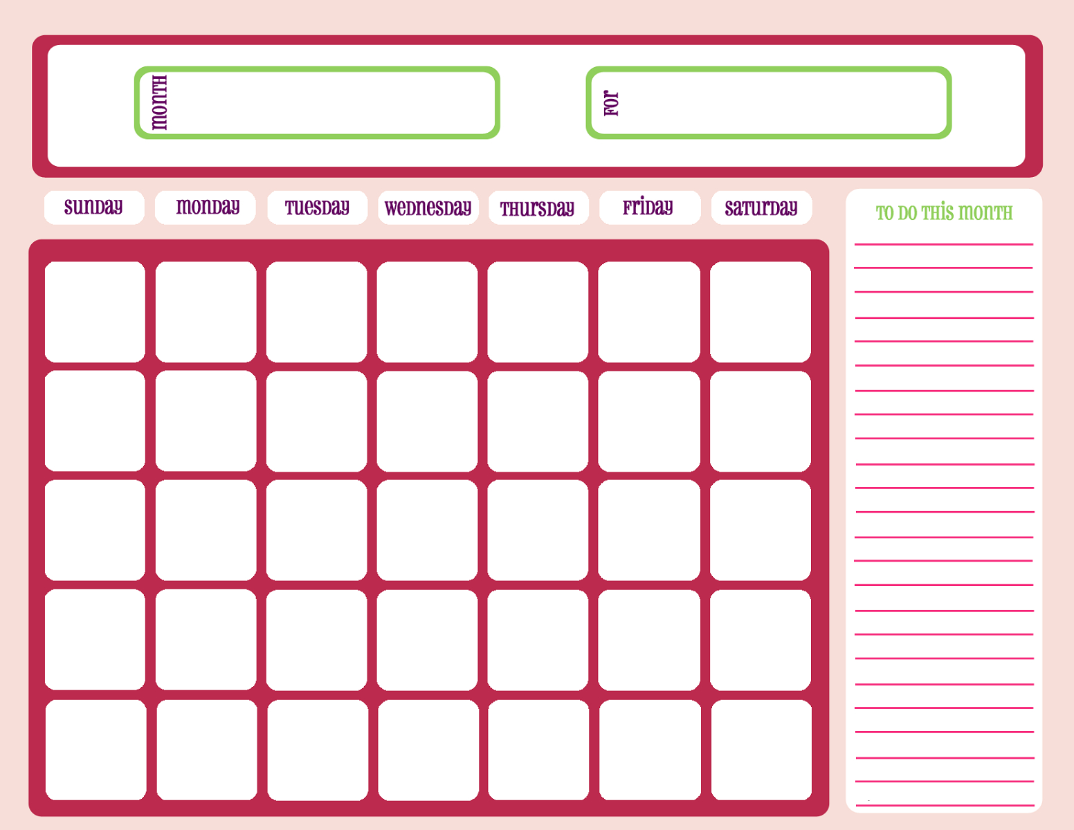 Free Printable Calendar Templates | Activity Shelter With Blank Calendar Template For Kids