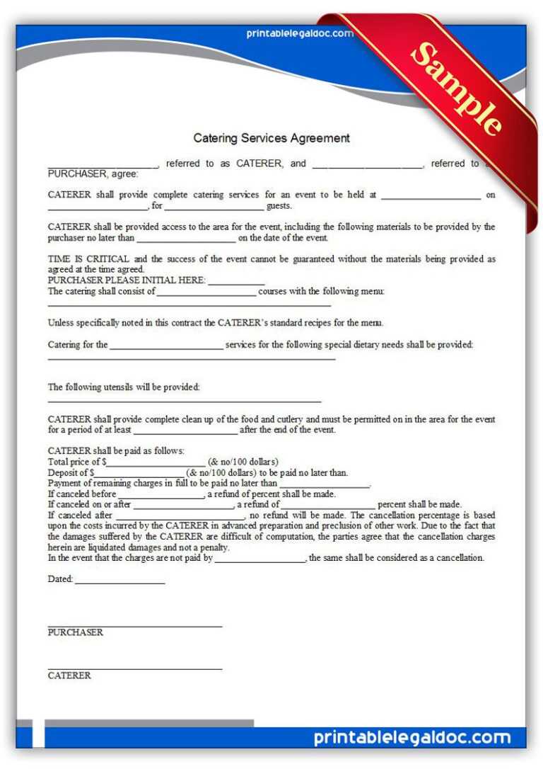 Free Printable Catering Services Agreement Sample For Catering Contract Template Word CUMED ORG