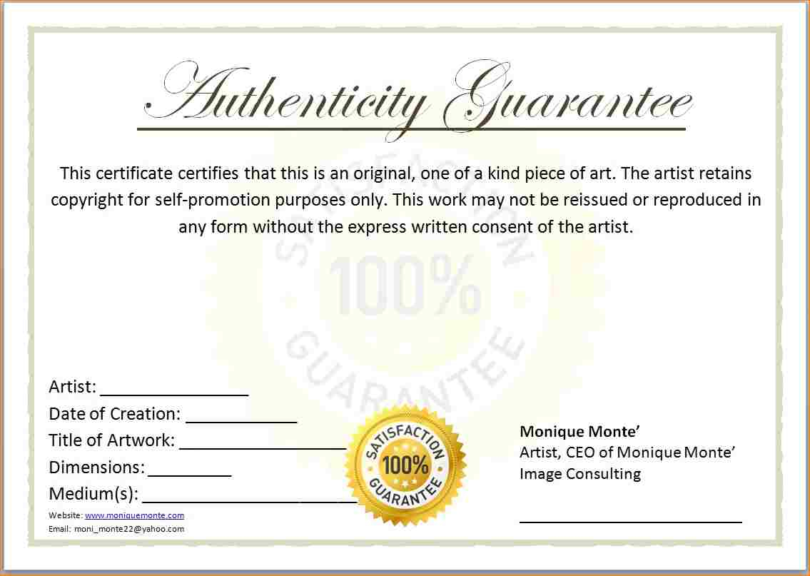 Free Printable Certificate Of Authenticity Templates | Mult Regarding Certificate Of Authenticity Photography Template