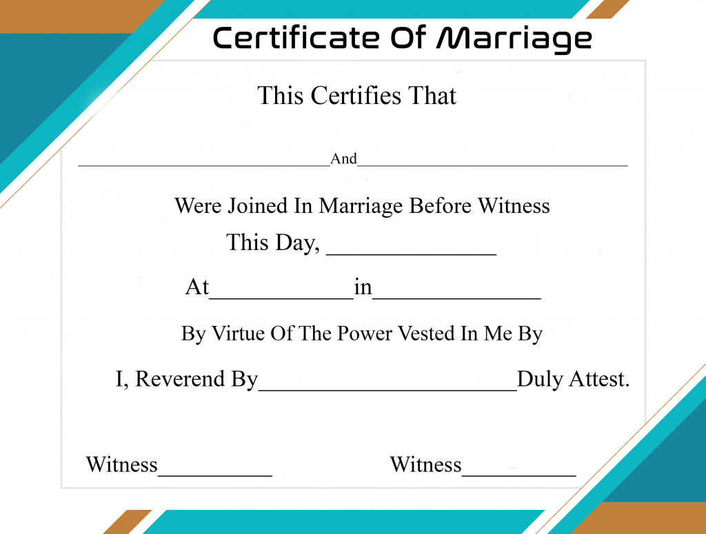 Free Printable Certificate Of Marriage Template Regarding Certificate Of Marriage Template