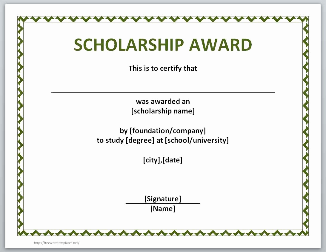 Free Printable Certificate Templates Best Of Award For Scholarship Certificate Template Word
