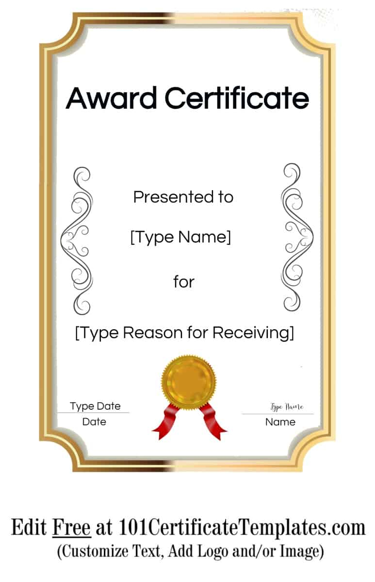 Free Printable Certificate Templates | Customize Online Within Free Printable Blank Award Certificate Templates