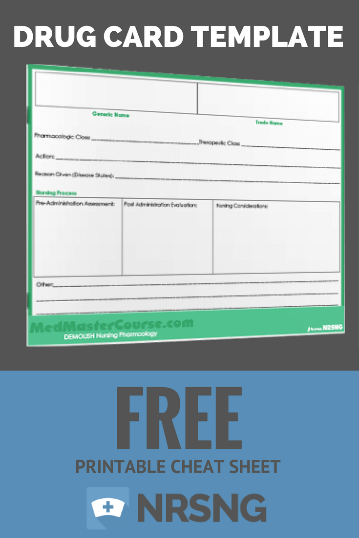Free Printable Cheat Sheet | Drug Card Template | Nursing Regarding Pharmacology Drug Card Template