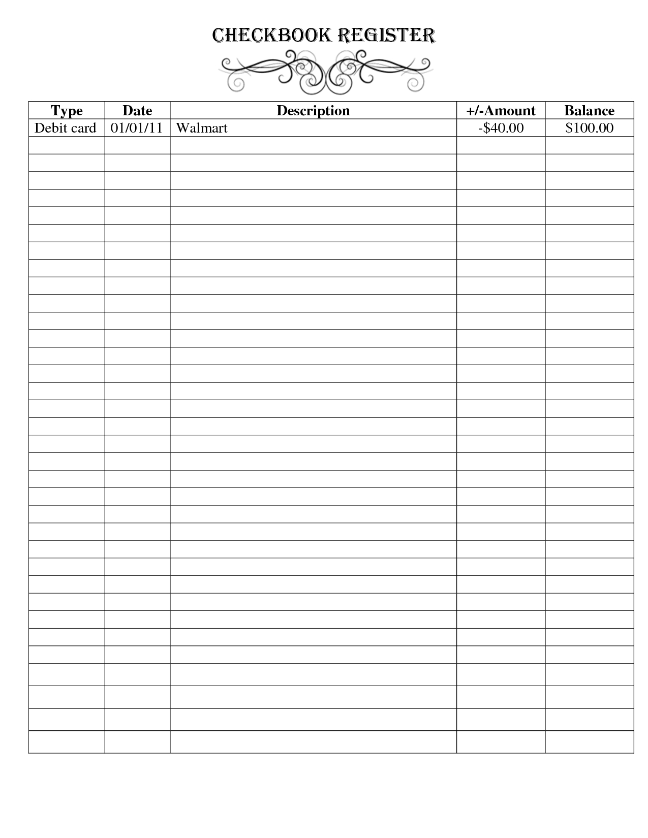 Free Printable Checkbook Register Templates … | Checkbook Throughout Fun Blank Cheque Template