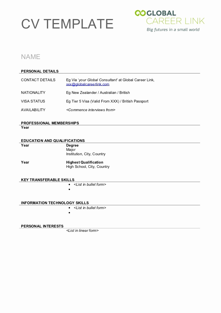 Free Printable Fill In The Blank Resume Templates For Intended For Free Blank Cv Template Download