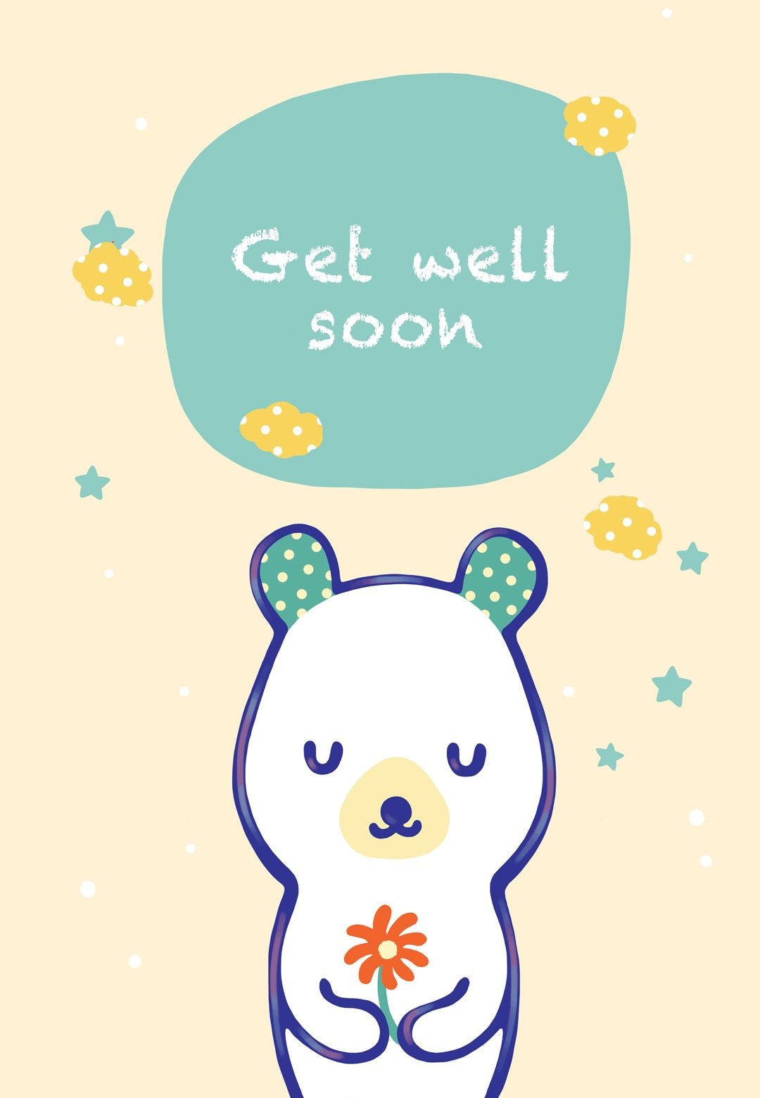 Free Printable Get Well Teddy Bear Greeting Card Within Get Well Soon Card Template
