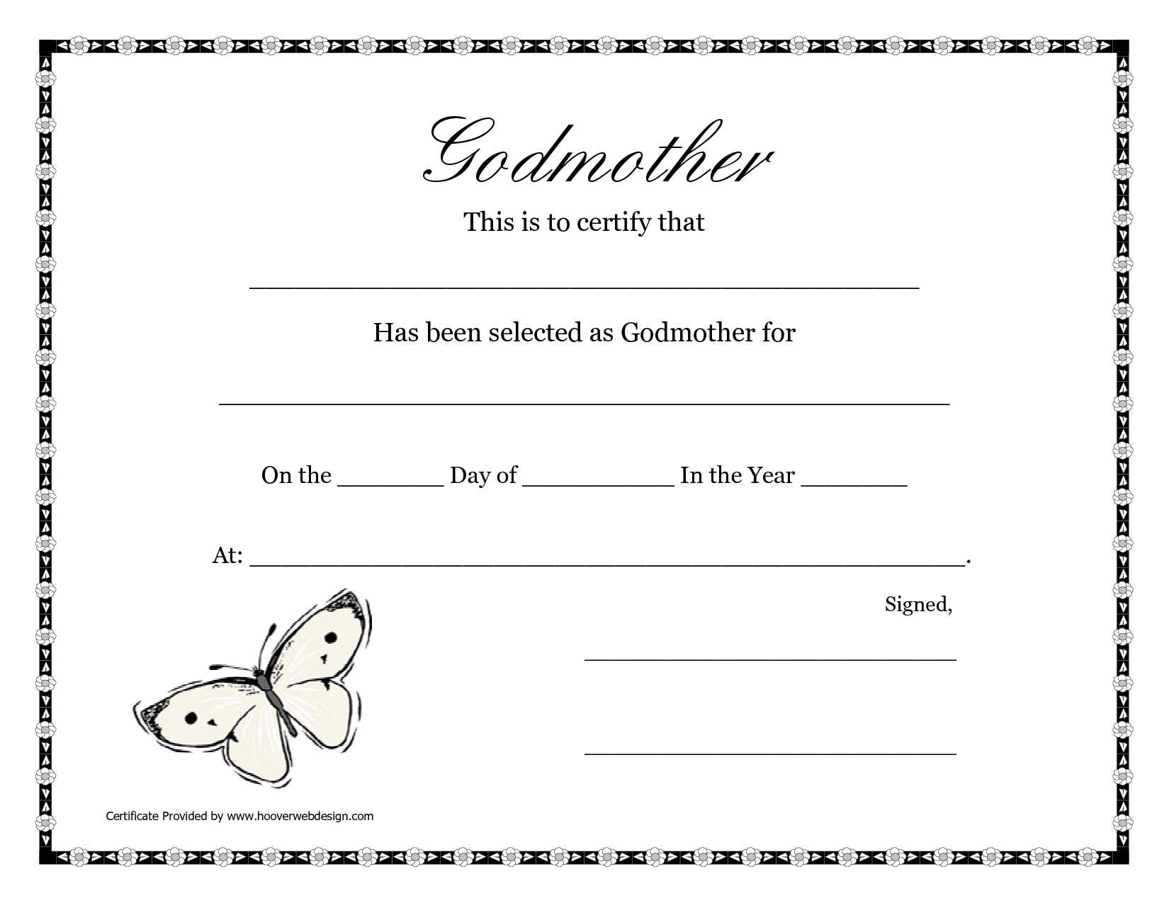 Free Printable Godparent Certificates | Printable Godmother For Baby Christening Certificate Template
