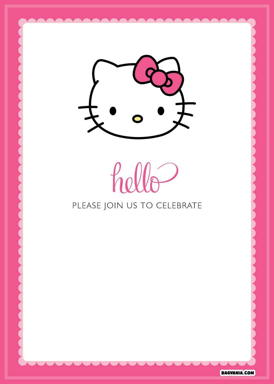 Free Printable Hello Kitty Birthday Invitations – Bagvania With Regard To Hello Kitty Birthday Card Template Free