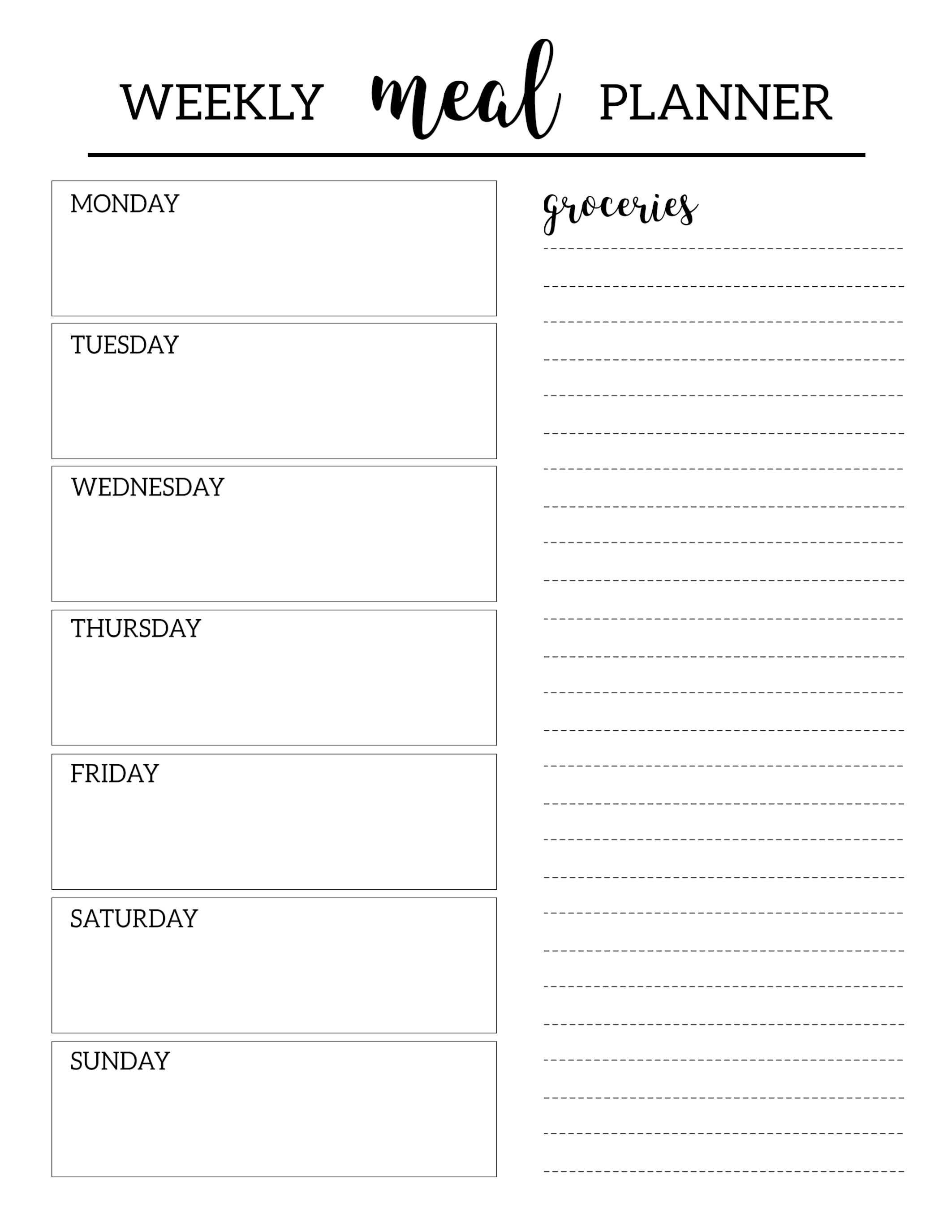 Free Printable Meal Planner Template | Printables | Meal In Blank Meal Plan Template