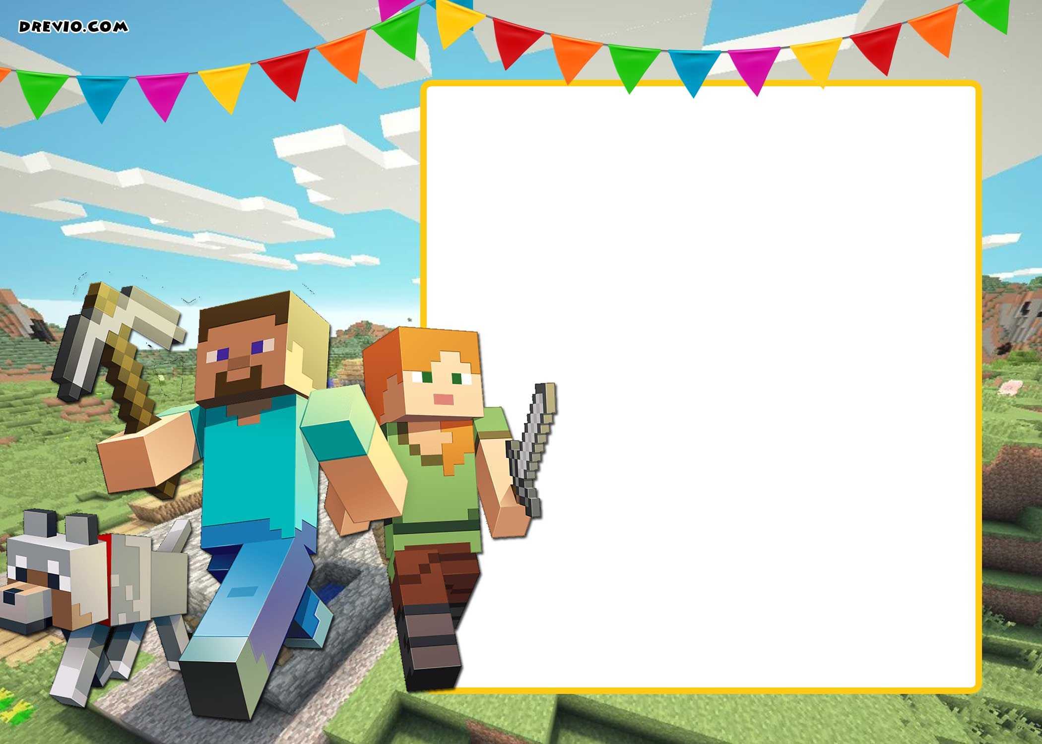 Free Printable Minecraft Birthday Invitation Template Throughout Minecraft Birthday Card Template