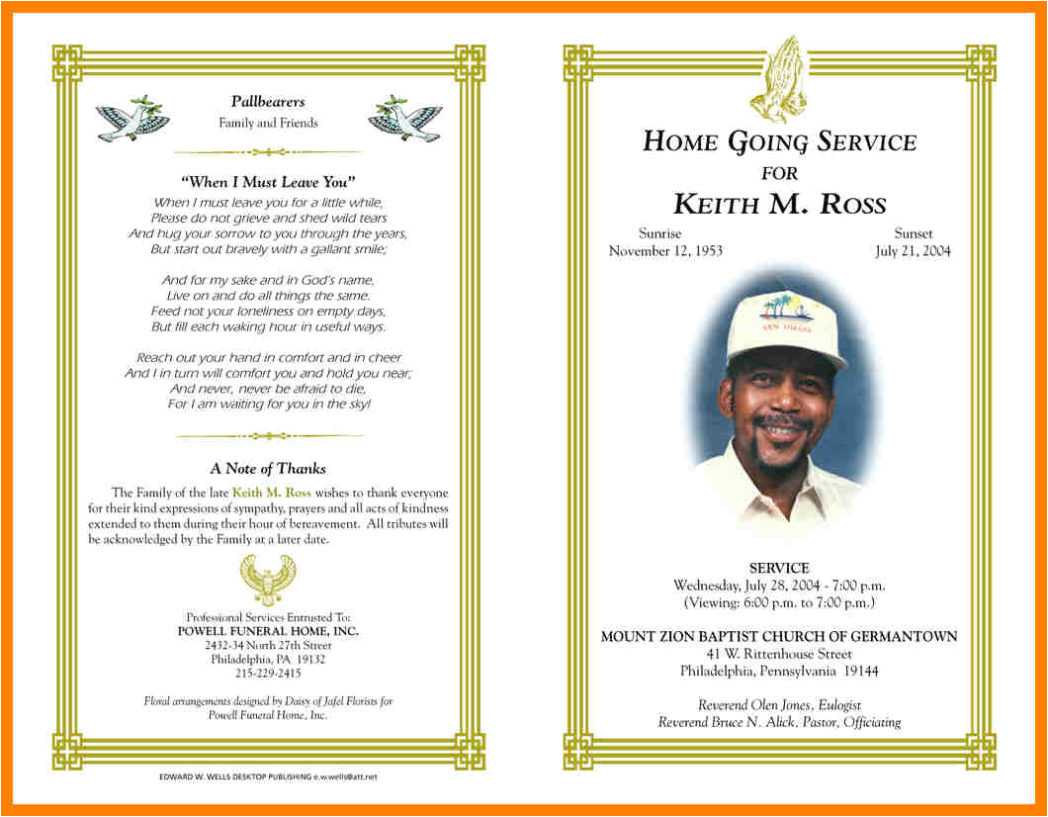 Free Printable Obituary Templates Blank Funeral Program With Regard To Free Obituary Template For Microsoft Word