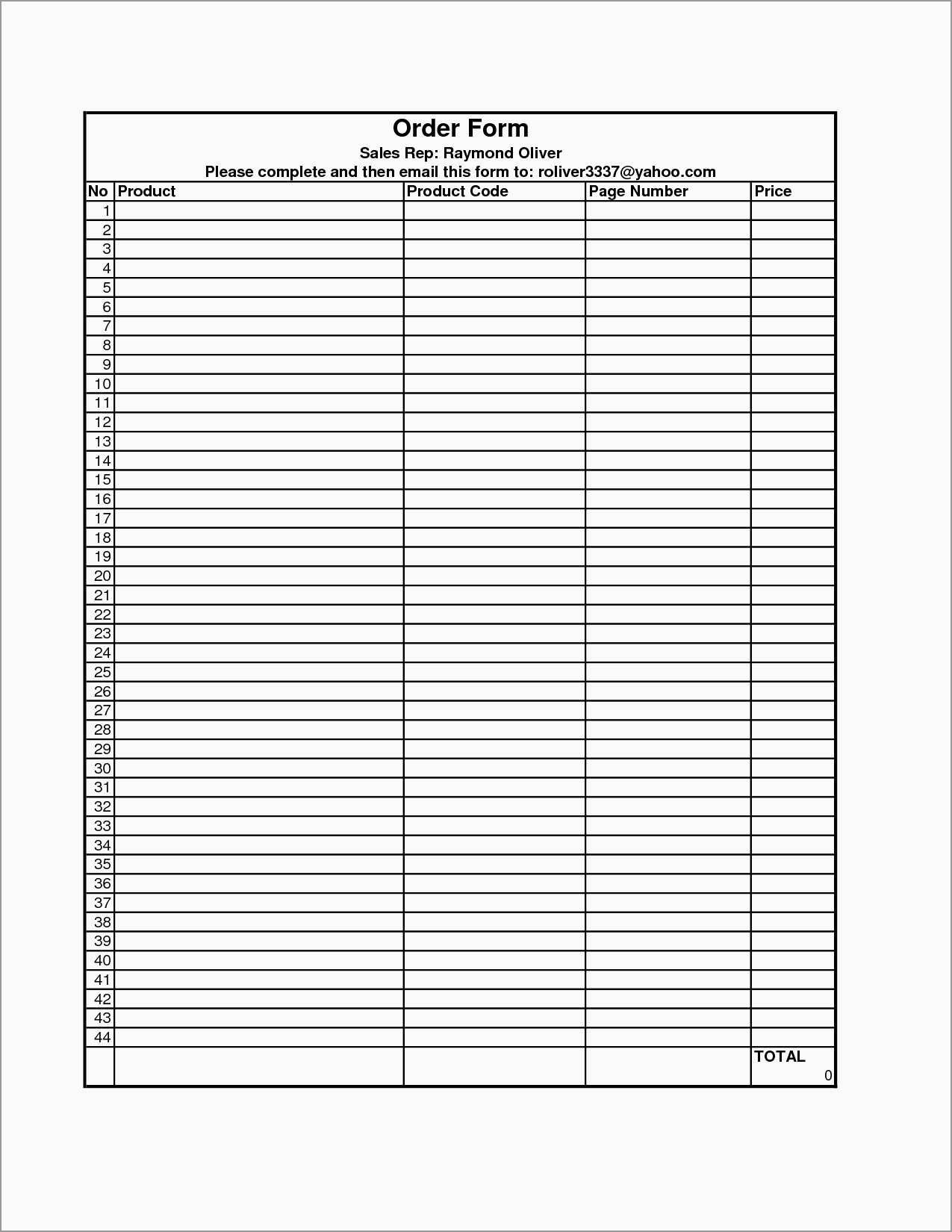 Free Printable Order Form Templates Inspirational Fundraiser Within Blank Fundraiser Order Form Template