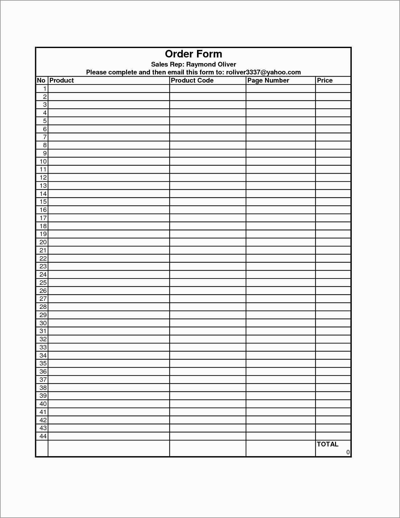 Free Printable Order Form Templates Inspirational Fundraiser Within Blank Fundraiser Order Form Template