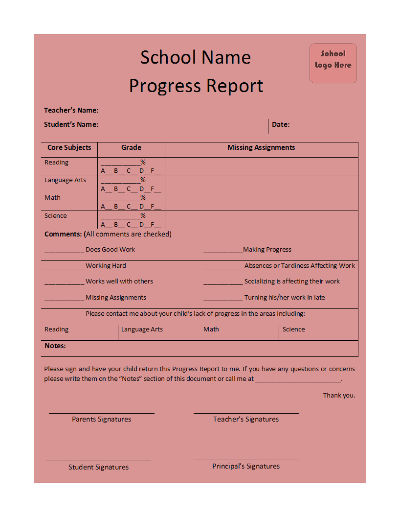 Free Printable Report Templates For School Report Template Free