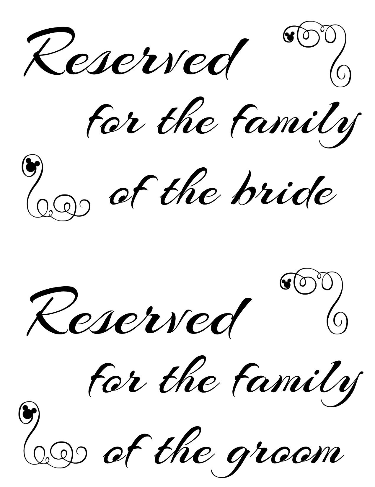 Free Printable Reserved Seating Signs For Your Wedding Regarding Reserved Cards For Tables Templates