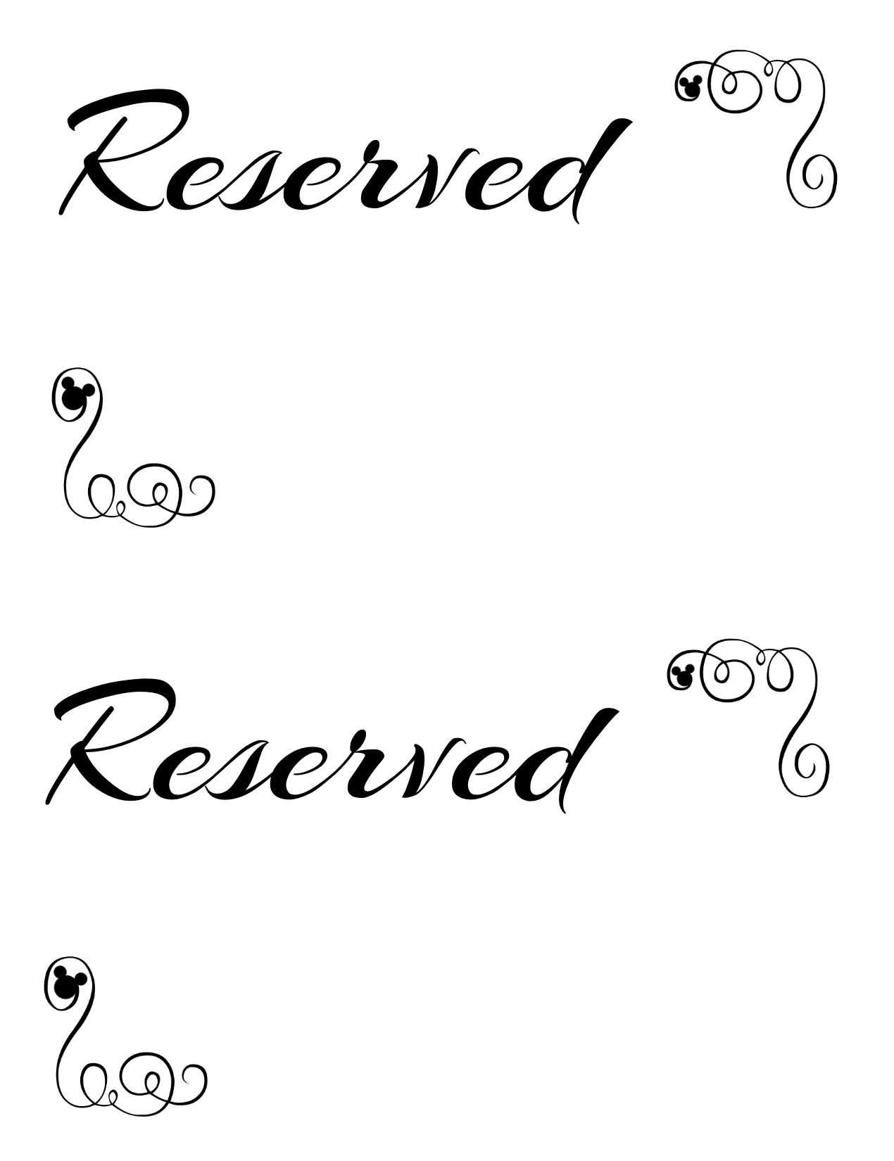 Free Printable Reserved Seating Signs For Your Wedding Regarding Reserved Cards For Tables Templates