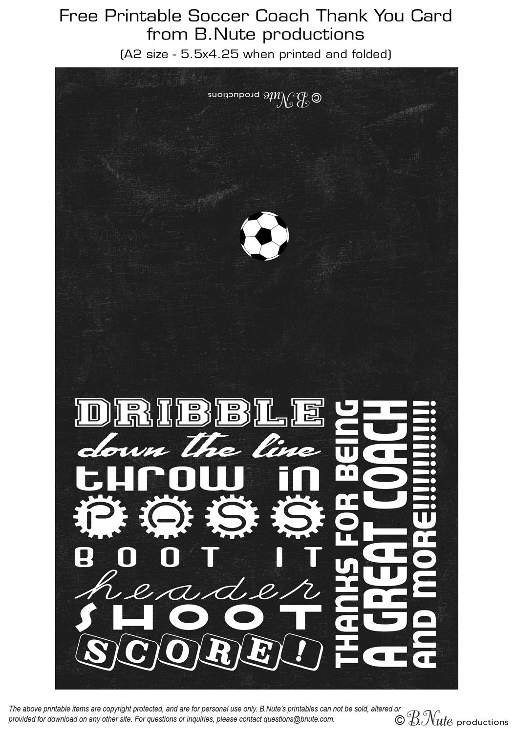 Free Printable Soccer Coach Thank You Card From B.nute With Soccer Thank You Card Template