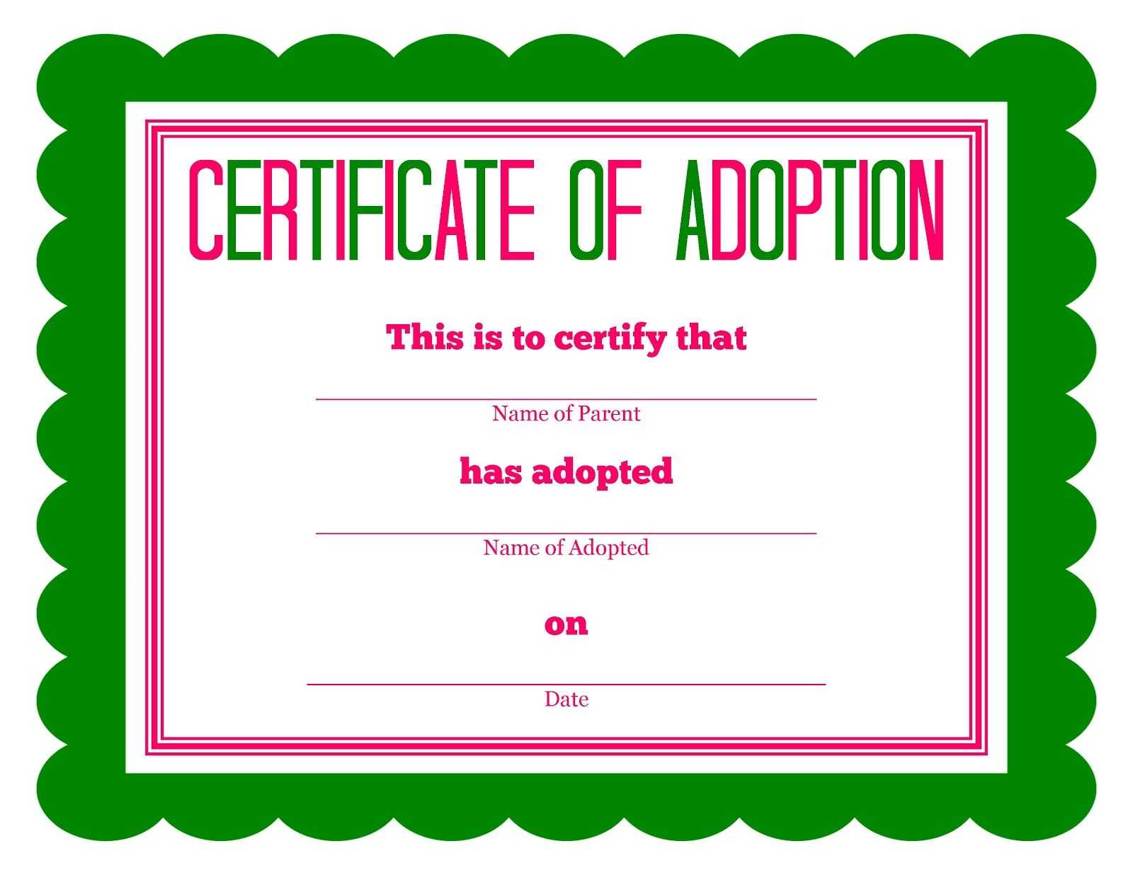 Free Printable Stuffed Animal Adoption Certificate Within Pet Adoption Certificate Template
