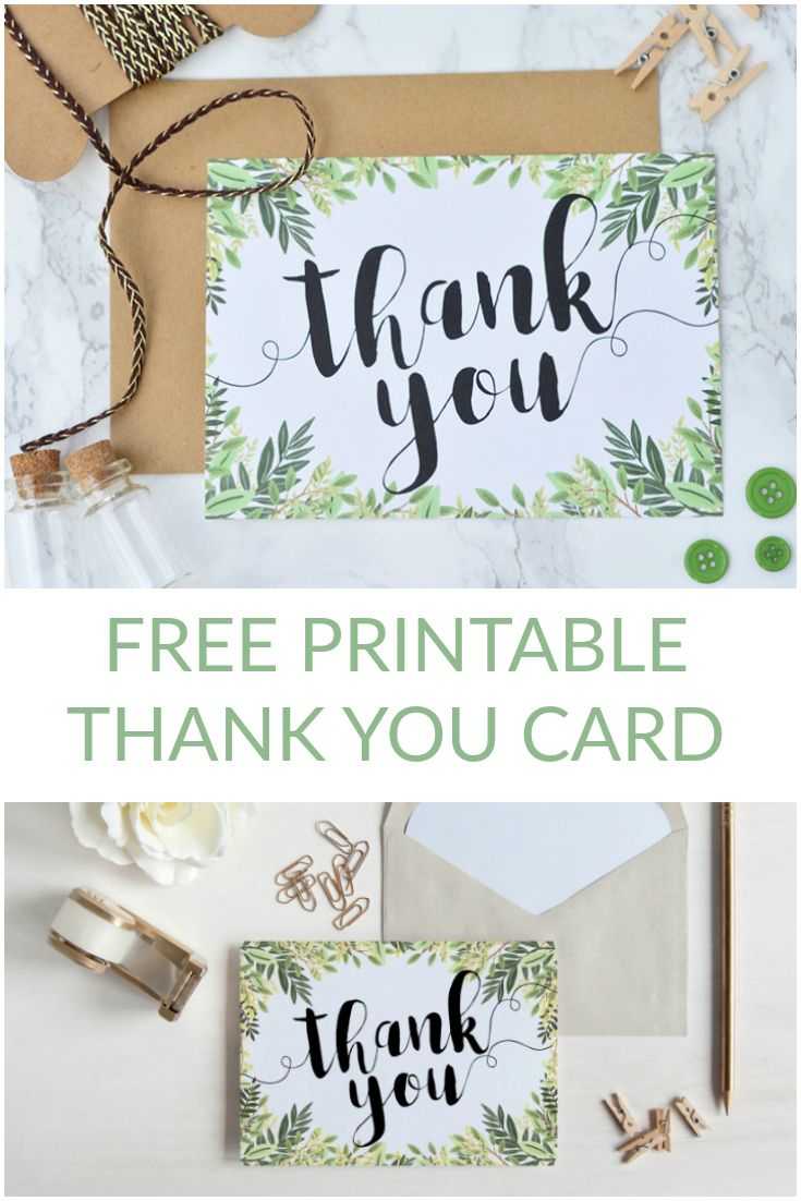Free Printable Thank You Botanical Inspired Card For Free Printable Thank You Card Template