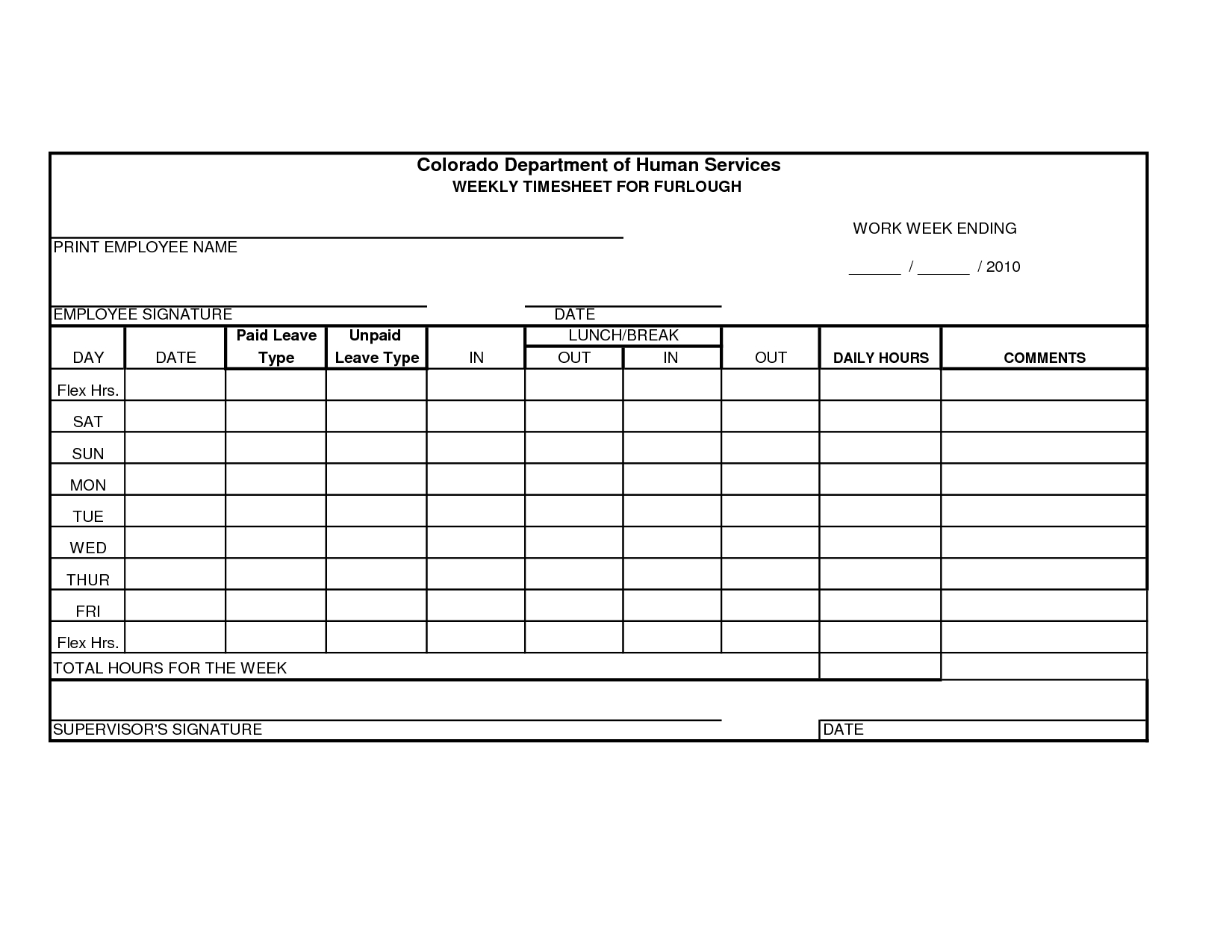 Free Printable Time Sheets Forms | Furlough Weekly Time In Weekly Time Card Template Free