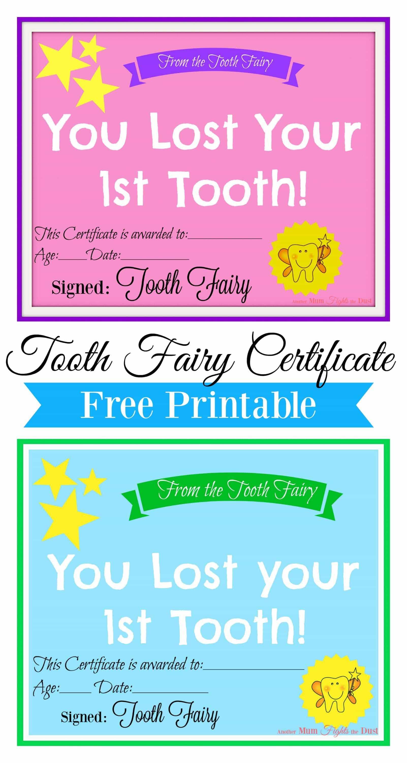 Free Printable Tooth Fairy Certificate | Tooth Fairy Ideas In Free Tooth Fairy Certificate Template