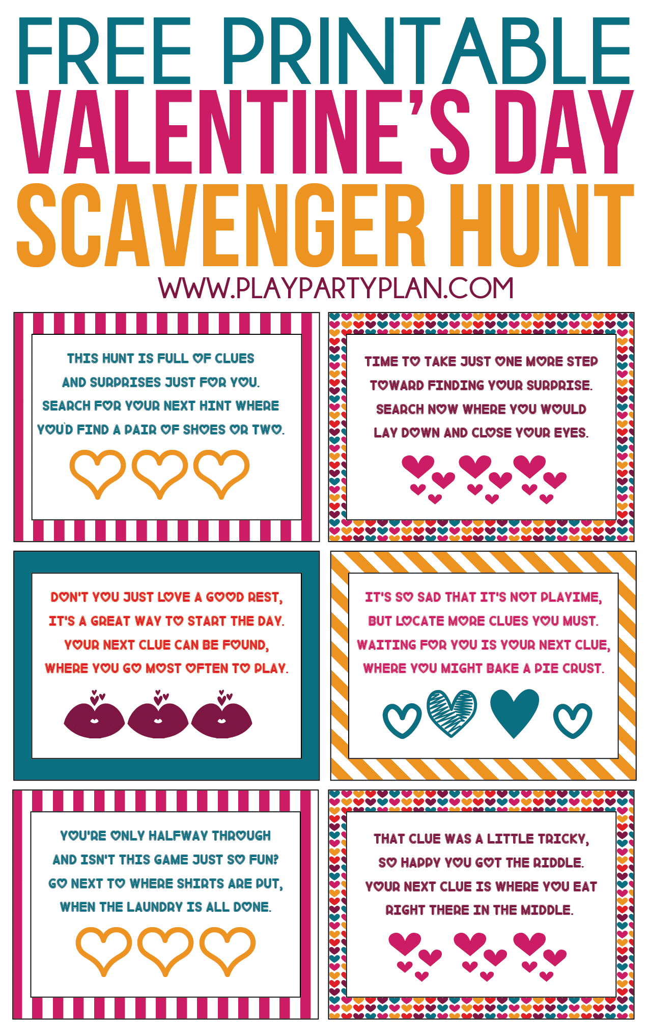 Free Printable Valentine's Day Scavenger Hunt Kids & Adults With Regard To Clue Card Template