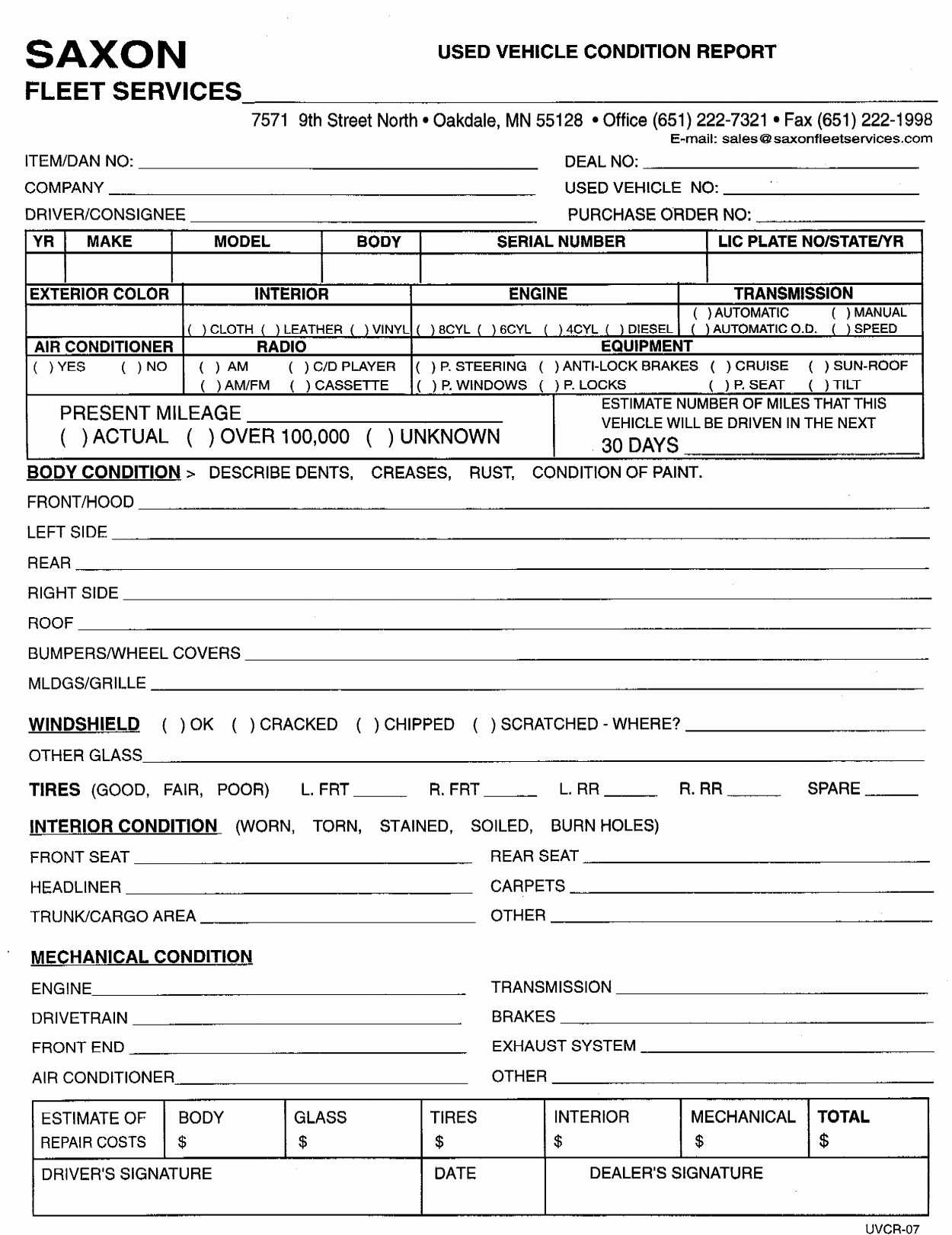 Free Printable Vehicle Condition Report Template For Vehicle Throughout Truck Condition Report Template