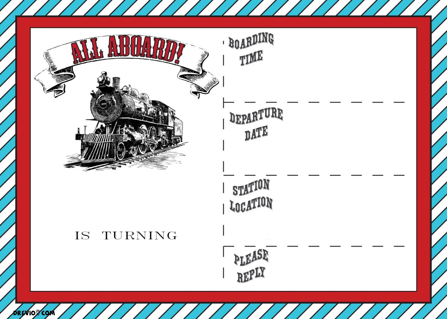 Free Printable Vintage Train Ticket Invitation Template With Blank Train Ticket Template
