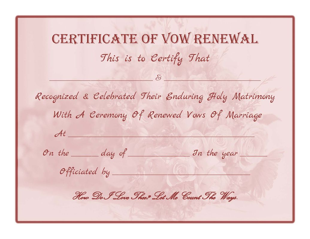 Free Printable – Vow Renewal Certificate | Cheap Wedding Inside Anniversary Certificate Template Free