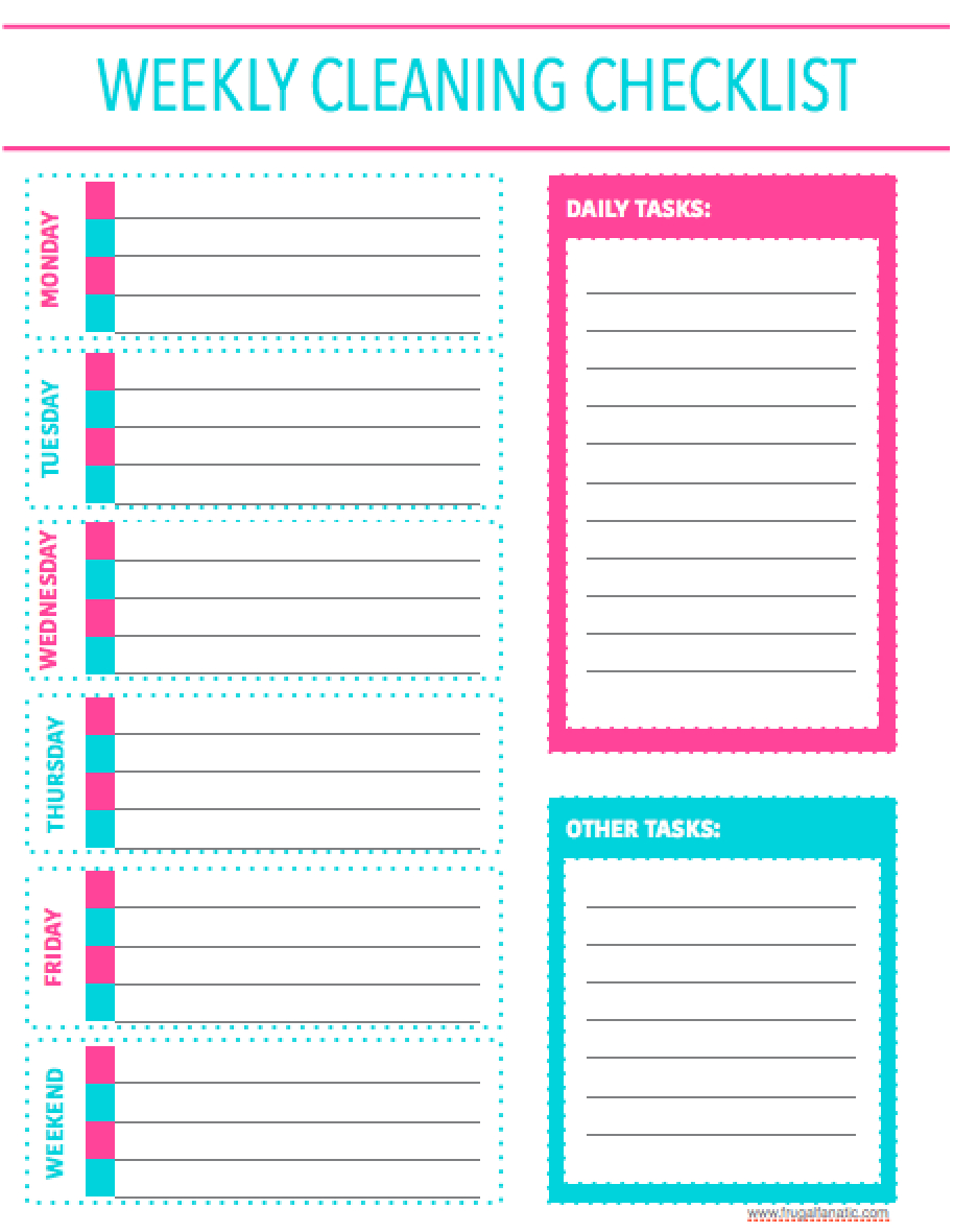 Free Printable Weekly Cleaning Checklist – Sarah Titus With Regard To Blank Cleaning Schedule Template