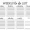 Free Printable Weekly To Do List Pdf Template Word Project With Daily Task List Template Word