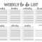 Free Printable Weekly To Do List Pdf Template Word Project With Daily Task List Template Word