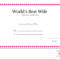 Free Printable World's Best Wife Certificates With Love Certificate Templates