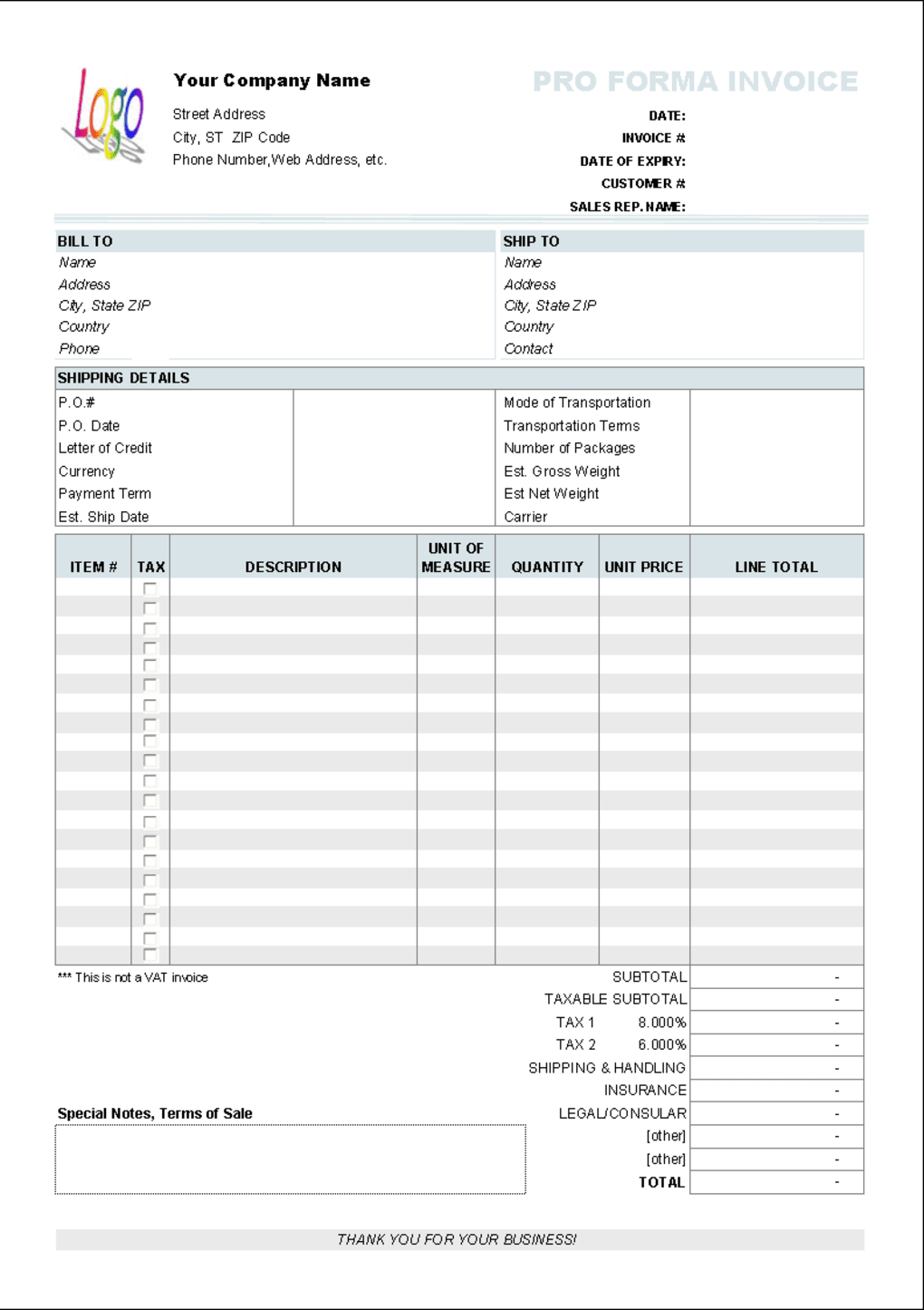 Free Proforma Invoice Template – Download For Free Proforma Invoice Template Word