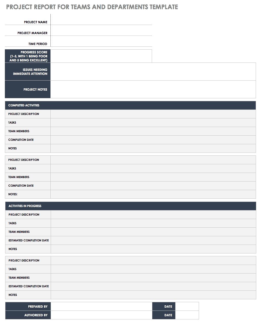 Free Project Report Templates | Smartsheet Inside Team Progress Report Template