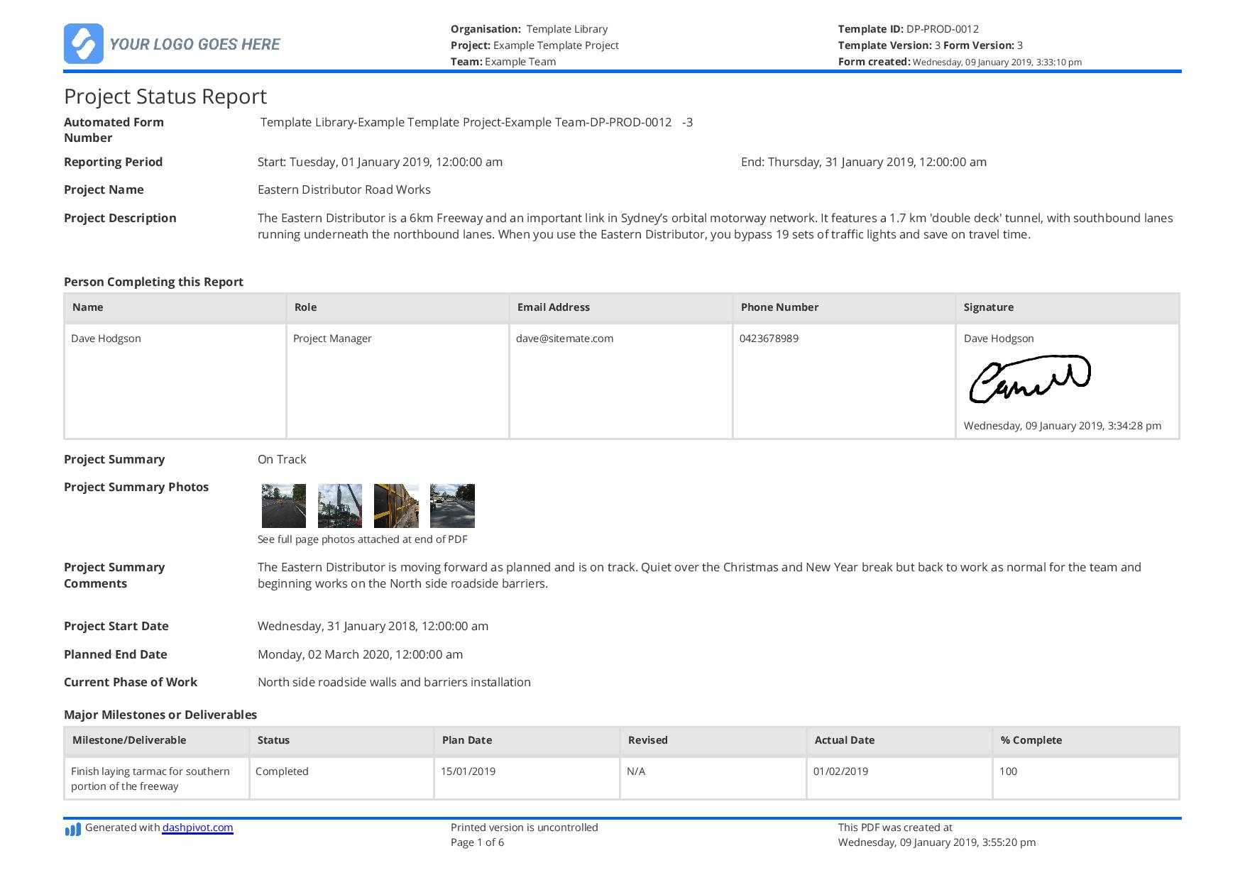 Free Project Status Report Template (Better Than Word, Excel With Production Status Report Template