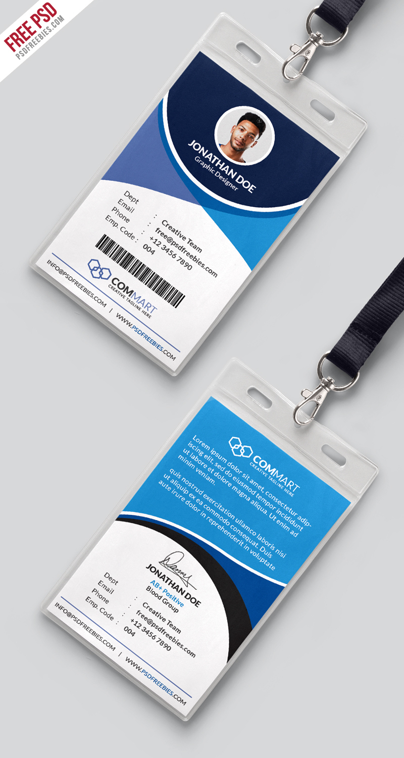 Free Psd : Corporate Office Identity Card Template Psd On With Work Id Card Template