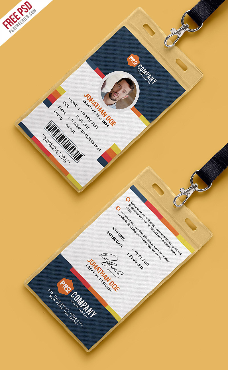 Free Psd : Creative Office Identity Card Template Psd On Behance With Regard To Conference Id Card Template