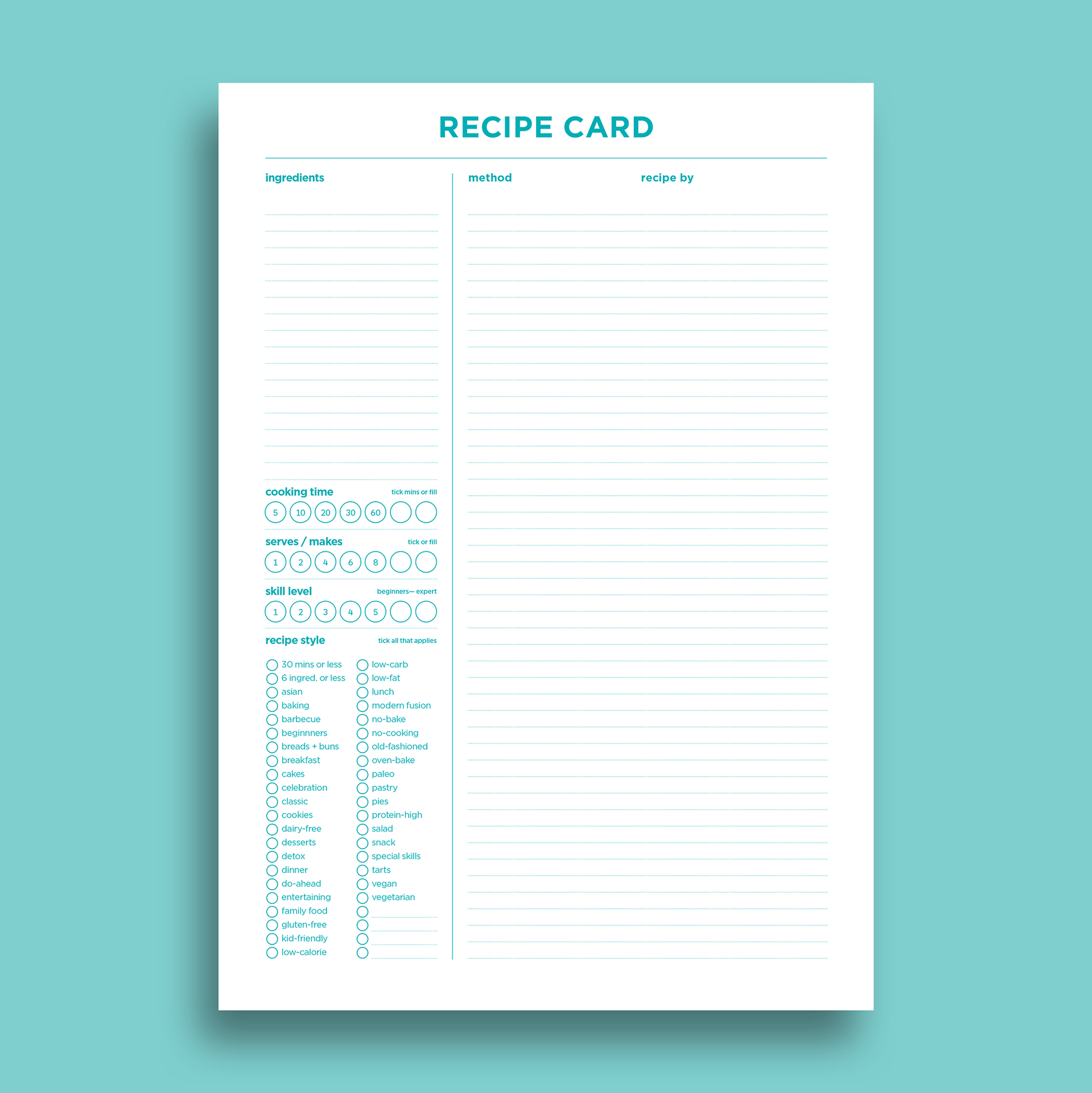 Free Recipe Card Templates In Recipe Card Design Template