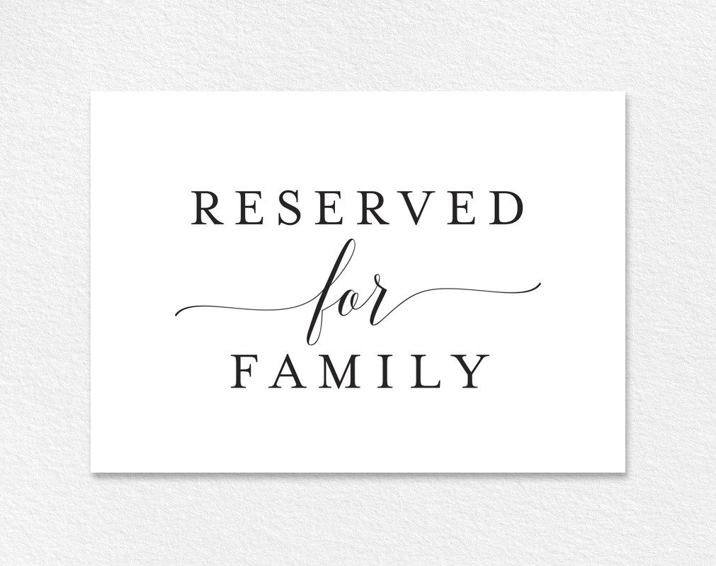 Free Reserved For Family Printable Card From | Colour Within Reserved Cards For Tables Templates